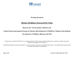 Disaster Resilience Scorecard for Cities