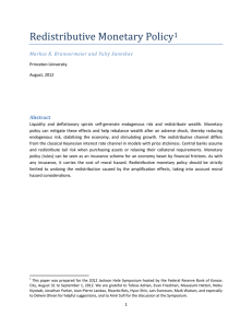 Redistributive Monetary Policy  1 Abstract