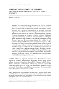 Who Watches Presidential debates? MeasureMeNt ProbleMs iN CaMPaigN effeCts researCh