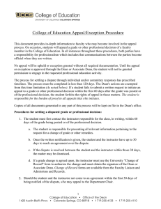 College of Education Appeal/Exception Procedure