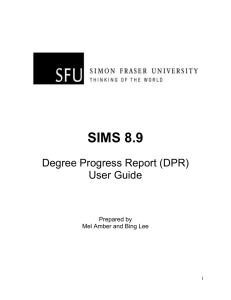 SIMS 8.9 Degree Progress Report (DPR) User Guide