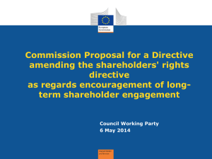 Commission Proposal for a Directive amending the shareholders' rights directive