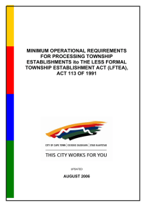 MINIMUM OPERATIONAL REQUIREMENTS FOR PROCESSING TOWNSHIP ESTABLISHMENTS ito THE LESS FORMAL