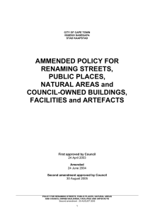 AMMENDED POLICY FOR RENAMING STREETS, PUBLIC PLACES, NATURAL AREAS and