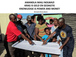 AMANDLA IMALI NOLWAZI KRAG IS GELD EN GEDAGTIS SDI South African alliance