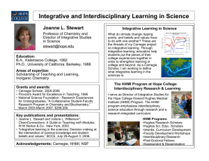 Integrative and Interdisciplinary Learning in Science Joanne L. Stewart
