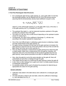 Ca libration of Canal Gates