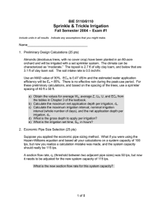 Sprinkle &amp; Trickle Irrigation BIE 5110/6110 Fall Semester 2004 – Exam #1