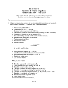 Sprinkle &amp; Trickle Irrigation BIE 5110/6110 Fall Semester 2004 – Final Exam