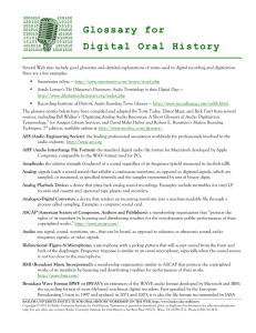 Glossary for Digital Oral History