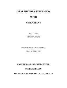 ORAL HISTORY INTERVIEW WITH NEIL GRANT