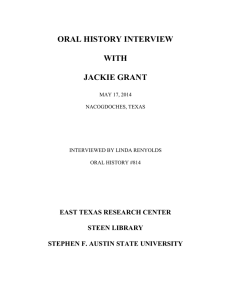 ORAL HISTORY INTERVIEW WITH JACKIE GRANT