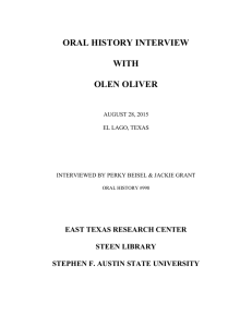 ORAL HISTORY INTERVIEW WITH OLEN OLIVER