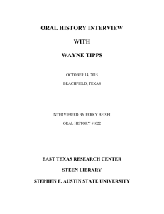 ORAL HISTORY INTERVIEW WITH WAYNE TIPPS