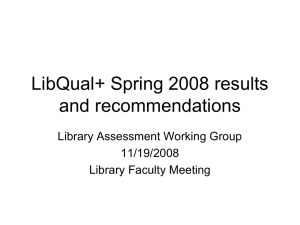 LibQual+ Spring 2008 results and recommendations Library Assessment Working Group 11/19/2008