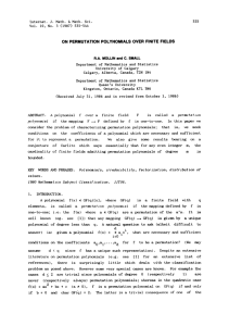 PERMUTATION POLYNOMIALS OVER FINITE FIELDS ON (1987)