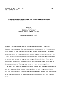 A STONE-WEIERSTILASS THEOREM FOR GROUP REPRESENTATIONS J. I ntnat.
