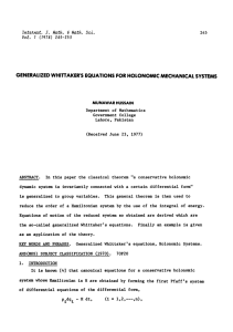 GENERALIZED WHITTAKER’S HOLONOMIC MECHANICAL FOR SYSTEMS