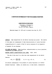 ABSTRACT. A NOTE ON AN THE GAMMA FUNCTION FOR