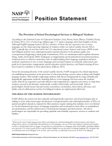 Position Statement  The Provision of School Psychological Services to Bilingual Students