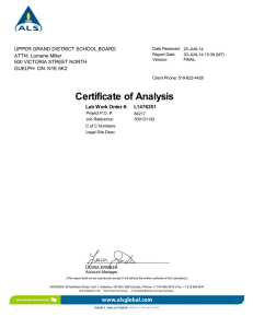 Certificate of Analysis Lab Work Order #:   L1476251