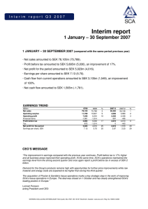Interim report 1 January – 30 September 2007