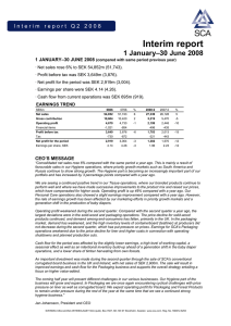 Interim report 1 January–30 June 2008
