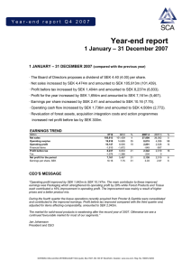 Year-end report 1 January – 31 December 2007