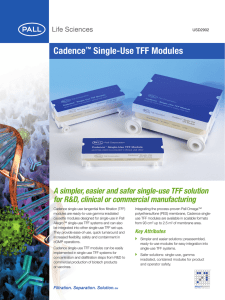 Cadence Single-Use TFF Modules A simpler, easier and safer single-use TFF solution
