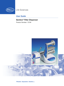 User Guide Sentino Filter Dispenser Product Number: 13184