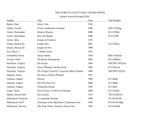 THE CORETTA SCOTT KING AWARD BOOKS (Author Awards-through 2016) Author Title