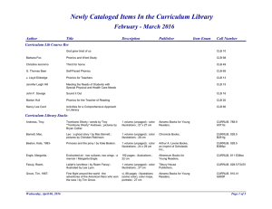 Newly Cataloged Items In the Curriculum Library February - March 2016 Author Title