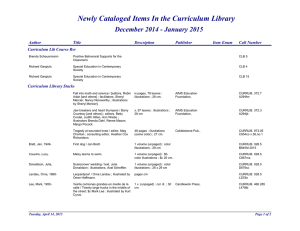 Newly Cataloged Items In the Curriculum Library Author Title