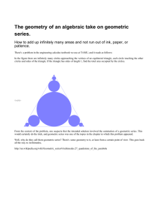 The geometry of an algebraic take on geometric series. patience.