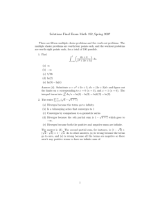 Solutions Final Exam Math 152, Spring 2007