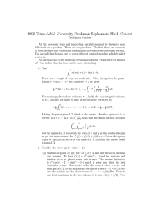 2006 Texas A&amp;M University Freshman-Sophomore Math Contest Freshman version