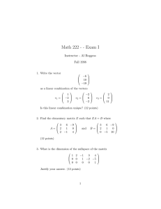Math 222 - - Exam I Instructor - Al Boggess Fall 1998