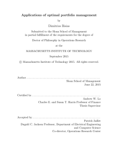 Applications of optimal portfolio management Dimitrios Bisias