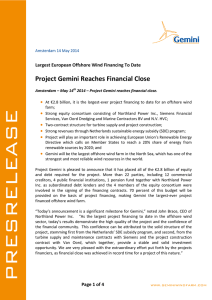 Project Gemini Reaches Financial Close
