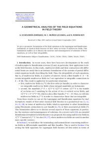 A GEOMETRICAL ANALYSIS OF THE FIELD EQUATIONS IN FIELD THEORY