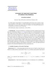 DYNAMICS OF NEWTON’S FUNCTIONS OF BARNA’S POLYNOMIALS PIYAPONG NIAMSUP