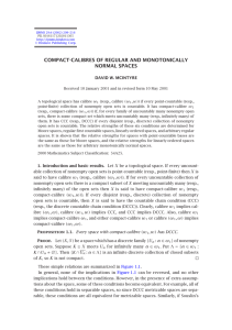 COMPACT-CALIBRES OF REGULAR AND MONOTONICALLY NORMAL SPACES DAVID W. MCINTYRE