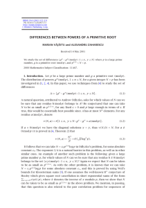 DIFFERENCES BETWEEN POWERS OF A PRIMITIVE ROOT