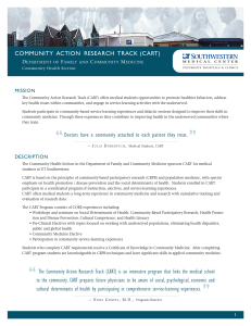 COMMUNITY ACTION RESEARCH TRACK (CART) MISSION D F