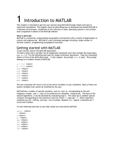 1 Introduction to MATLAB