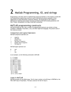 2  Matlab Programming, IO, and strings
