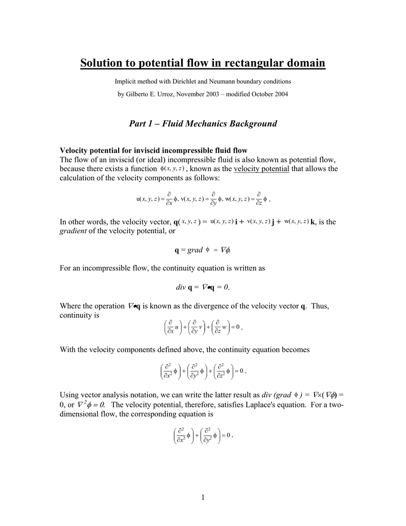 Solution To Potential Flow In Rectangular Domain