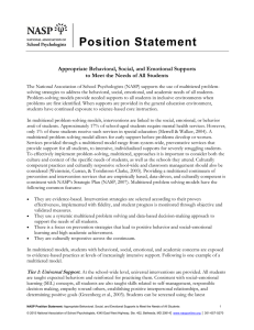 Position Statement Appropriate Behavioral, Social, and Emotional Supports