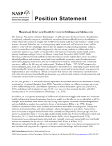 Position Statement  Mental and Behavioral Health Services for Children and Adolescents
