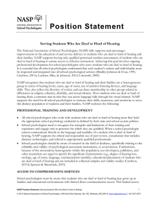 Position Statement Serving Students Who Are Deaf or Hard of Hearing